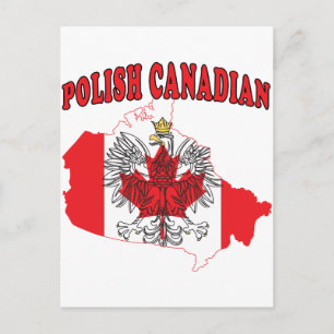 Postal Mapa de bandera de Canadá en Polonia