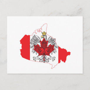 Postal Mapa de bandera de Canadá en Polonia