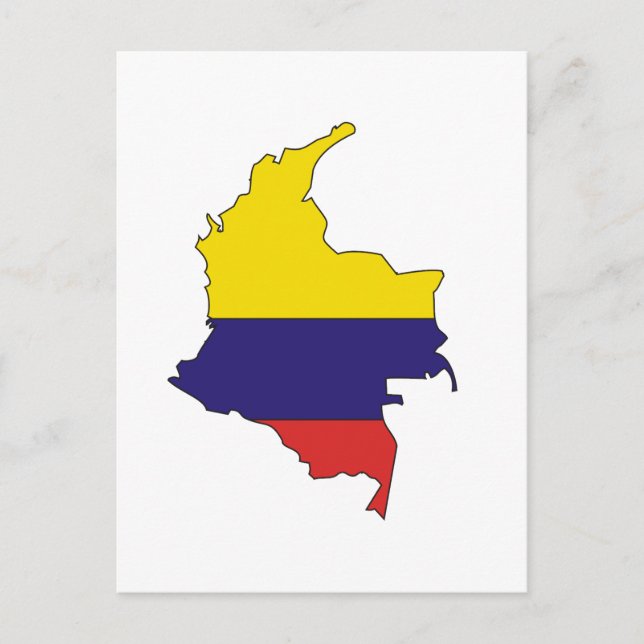 Postal Mapa de bandera de Colombia (Anverso)