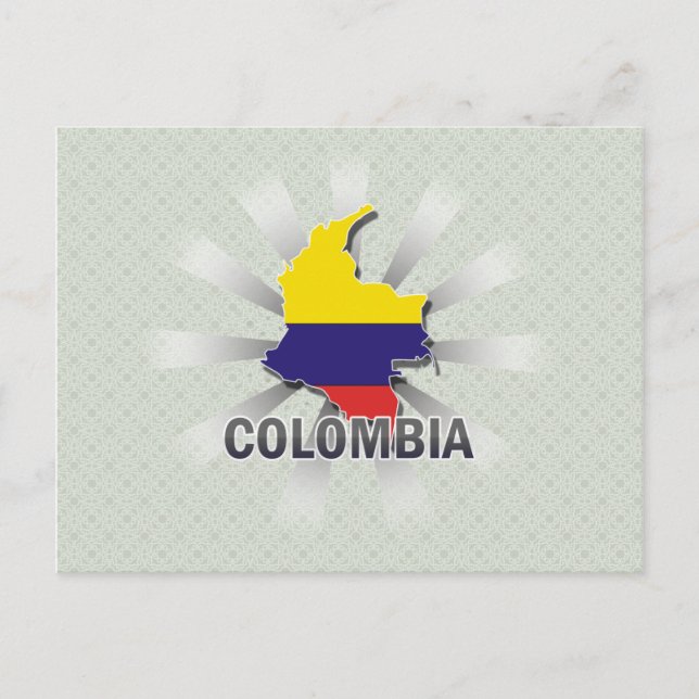 Postal Mapa de bandera de Colombia 2.0 (Anverso)
