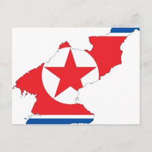 Postal Mapa de bandera de Corea del Norte