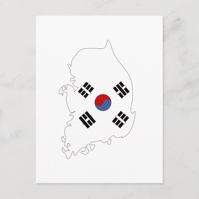 Postal Mapa de bandera de Corea del Sur (Anverso)