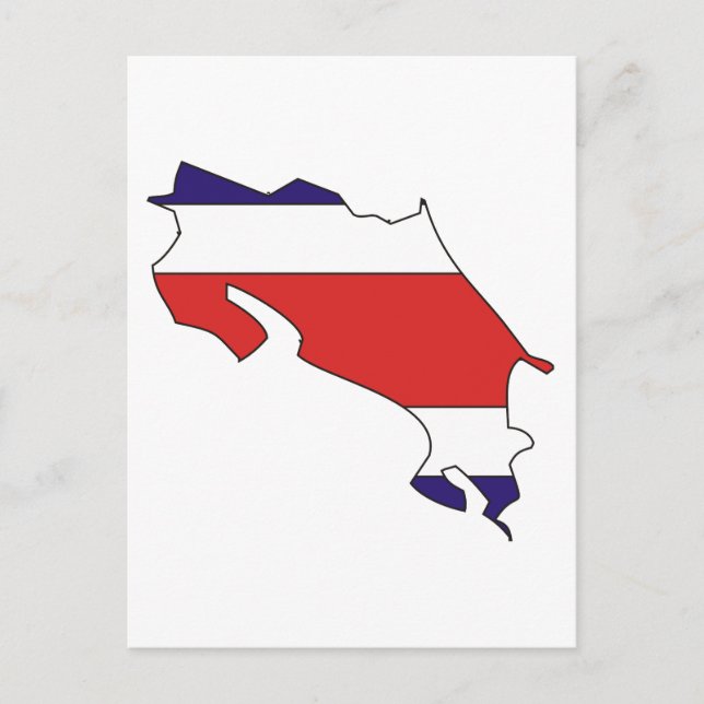 Postal Mapa de bandera de Costa Rica (Anverso)