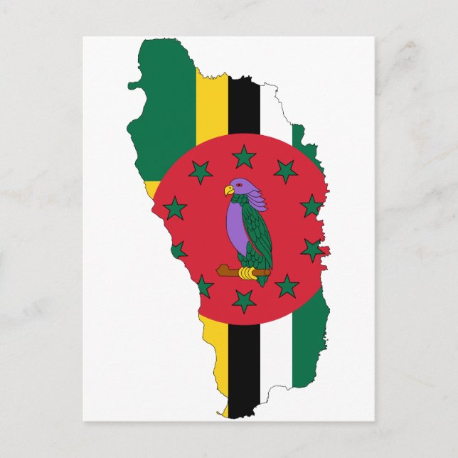 Postal Mapa de bandera de Dominica DM (Anverso)
