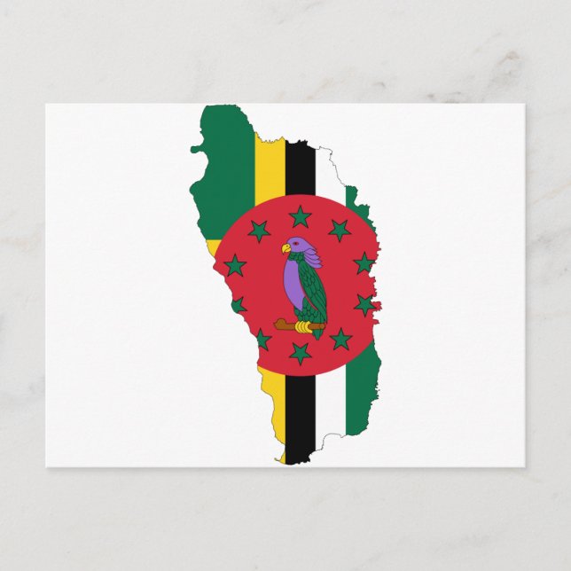 Postal Mapa de bandera de Dominica DM (Anverso)