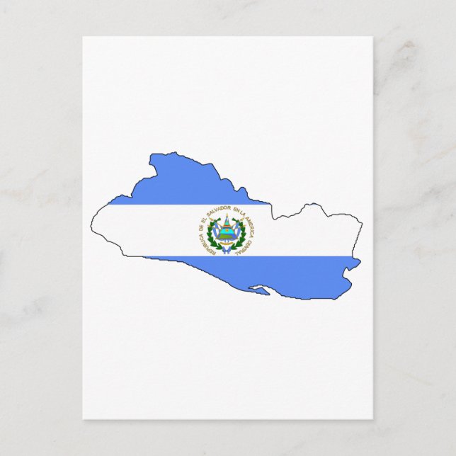 Postal Mapa de bandera de El Salvador (Anverso)