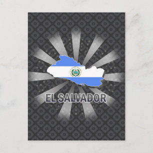 Postal Mapa de bandera de El Salvador 2.0