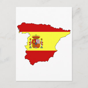 Postal Mapa de bandera de España