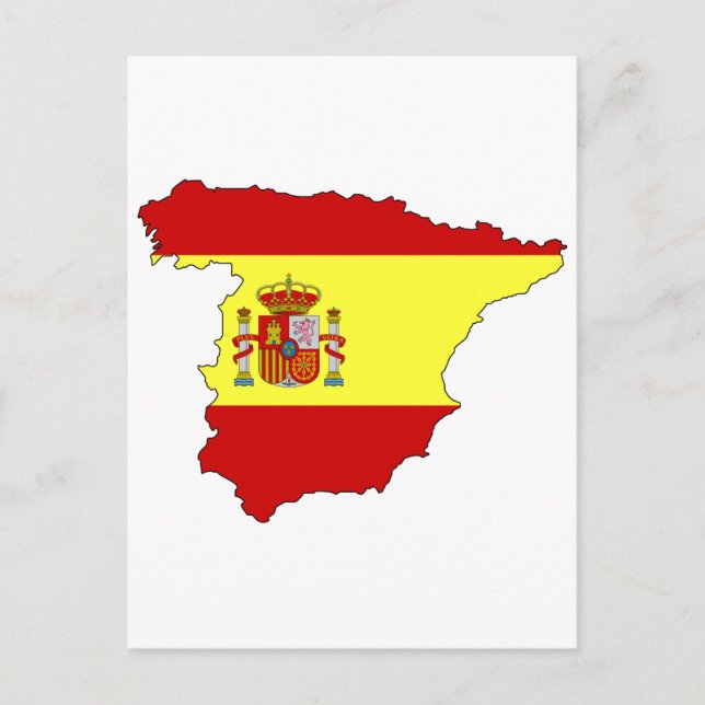Postal Mapa de bandera de España (Anverso)