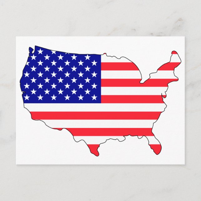 Postal Mapa de bandera de Estados Unidos (Anverso)