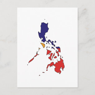 Postal Mapa de bandera de Filipinas