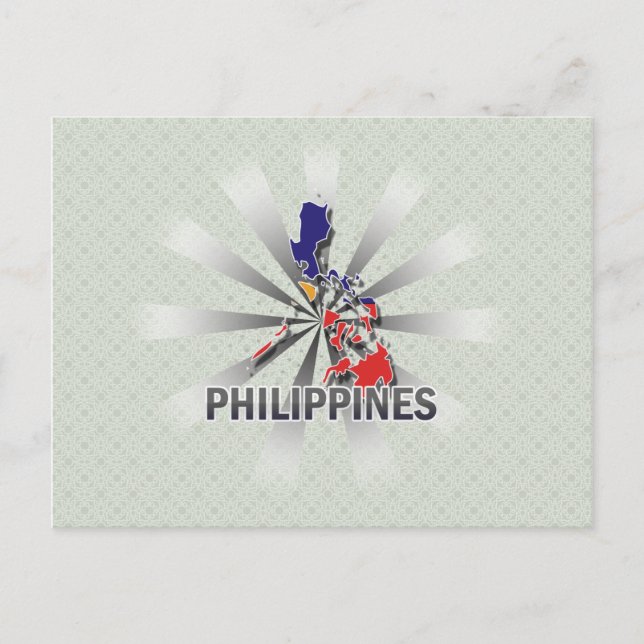 Postal Mapa de bandera de Filipinas 2.0 (Anverso)