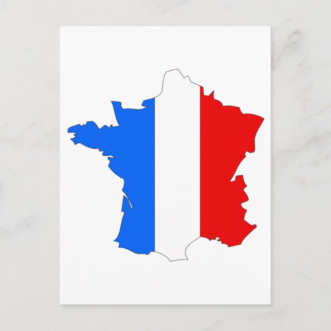 Postal Mapa de bandera de Francia (Anverso)