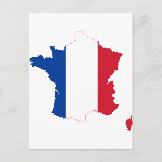 Postal Mapa de bandera de Francia FR (Anverso)