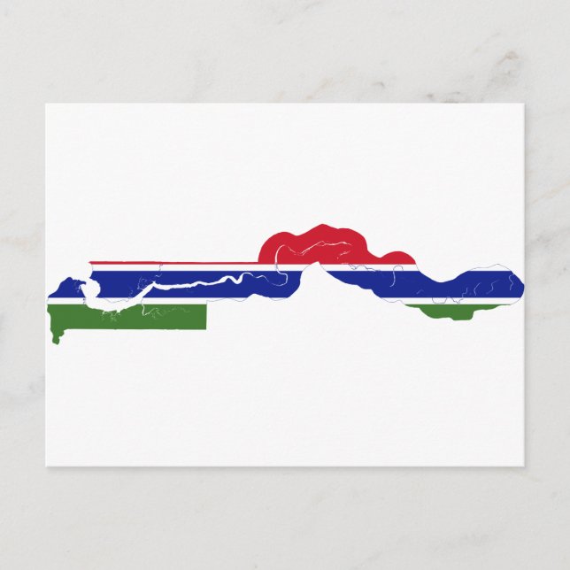 Postal Mapa de bandera de Gambia (Anverso)