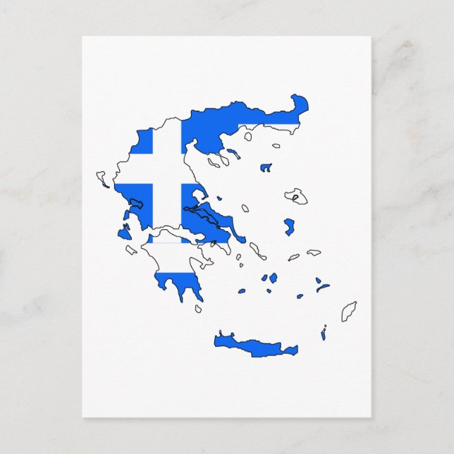 Postal Mapa de bandera de Grecia (Anverso)