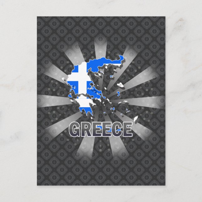 Postal Mapa de bandera de Grecia 2.0 (Anverso)