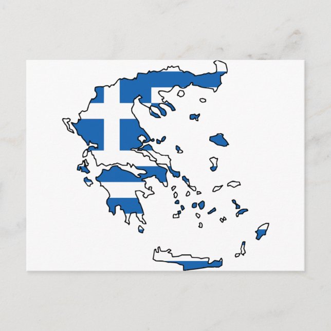 Postal Mapa de bandera de Grecia GR (Anverso)