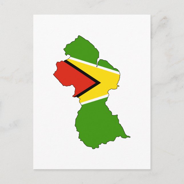 Postal Mapa de bandera de Guyana (Anverso)