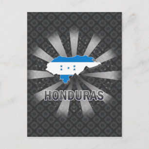 Postal Mapa de bandera de Honduras 2.0