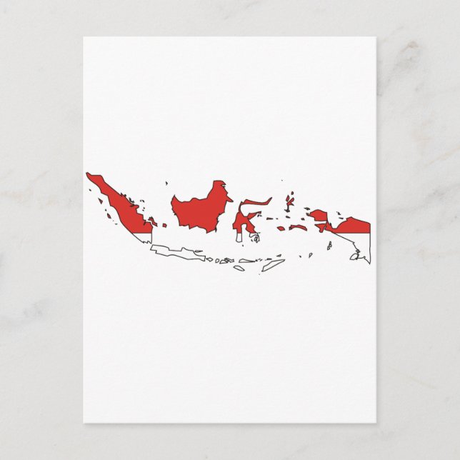 Postal Mapa de bandera de Indonesia (Anverso)