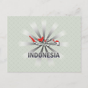 Postal Mapa de bandera de Indonesia 2.0