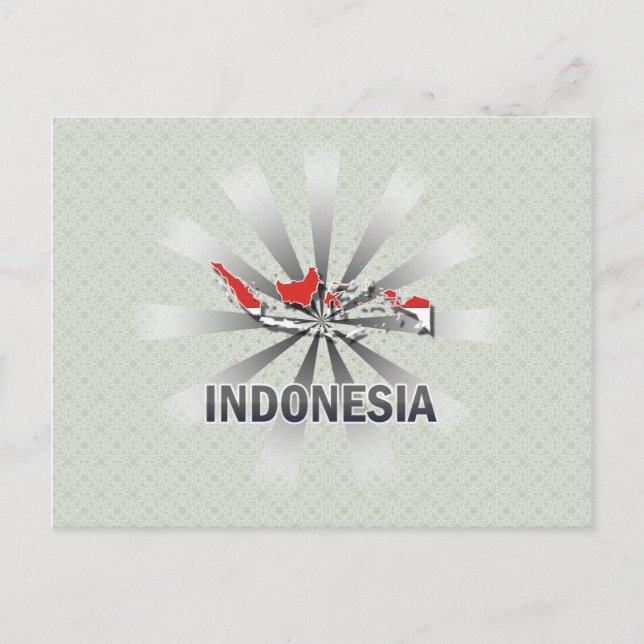 Postal Mapa de bandera de Indonesia 2.0 (Anverso)
