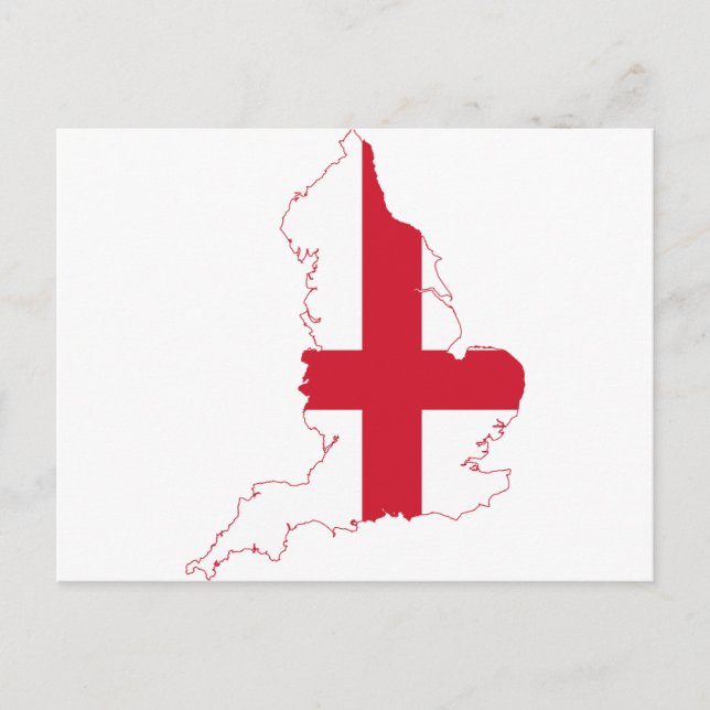 Postal Mapa de bandera de Inglaterra (Anverso)