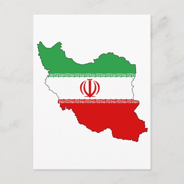 Postal Mapa de bandera de Irán (Anverso)
