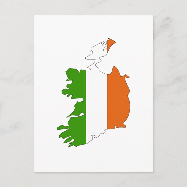 Postal Mapa de bandera de Irlanda (Anverso)