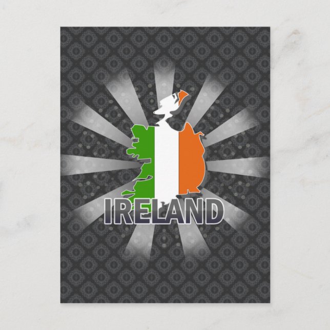 Postal Mapa de bandera de Irlanda 2.0 (Anverso)