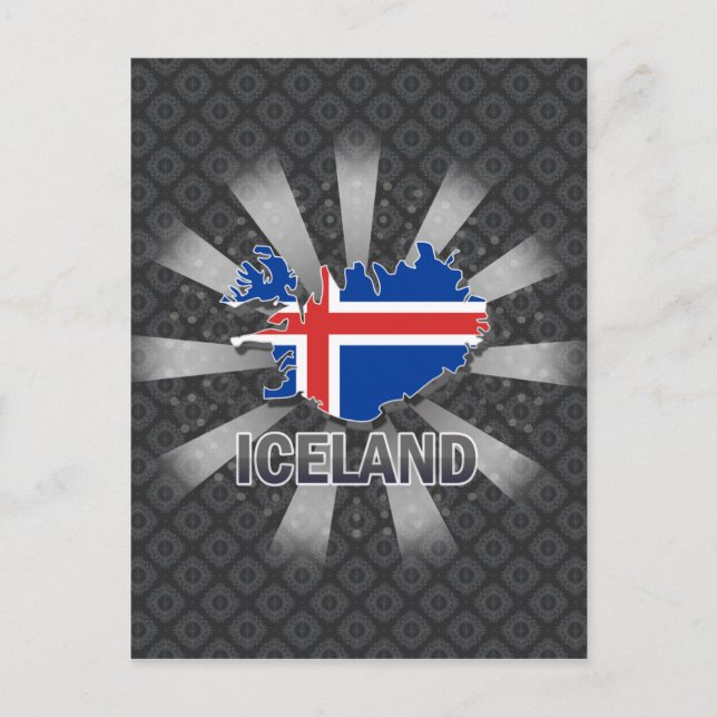 Postal Mapa de bandera de Islandia 2.0 (Anverso)