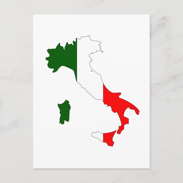 Postal Mapa de bandera de Italia (Anverso)