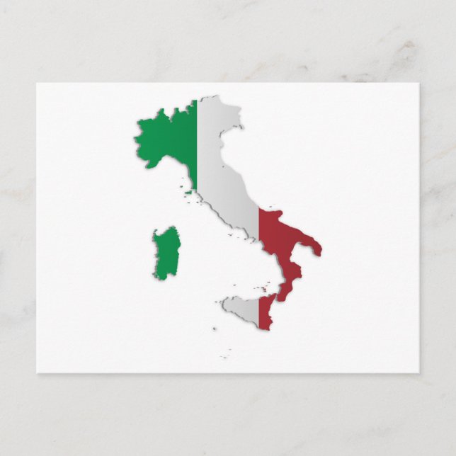 Postal Mapa de bandera de Italia (Anverso)