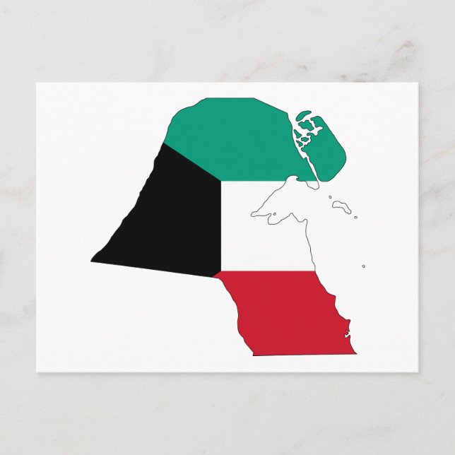 Postal Mapa de bandera de Kuwait (Anverso)
