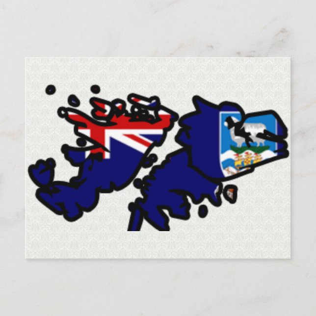 Postal Mapa de bandera de las Islas Falkland de tamaño co (Anverso)
