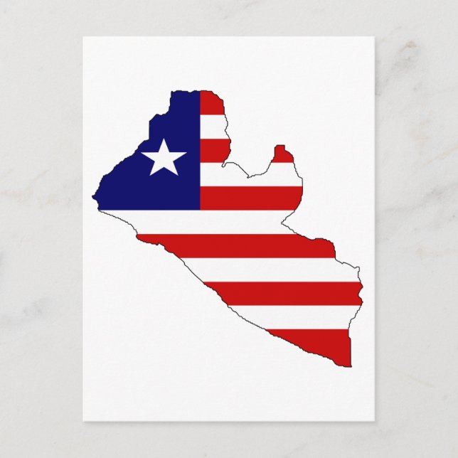 Postal Mapa de bandera de Liberia (Anverso)