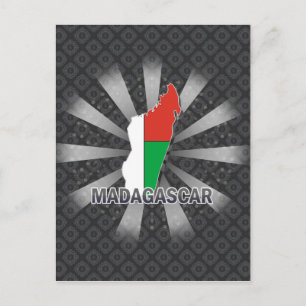 Postal Mapa de bandera de Madagascar 2.0
