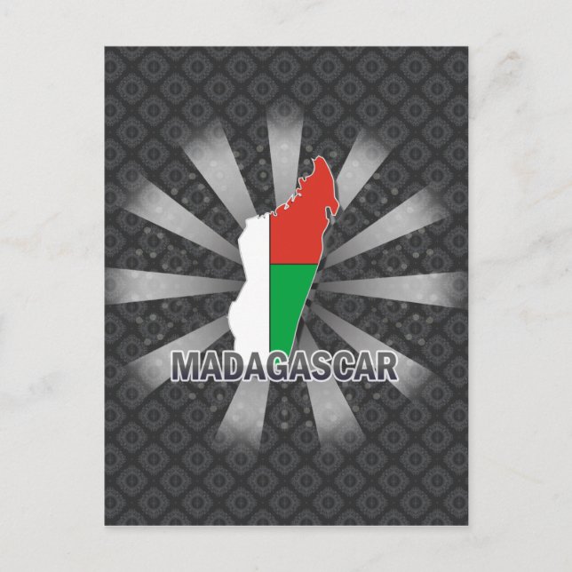 Postal Mapa de bandera de Madagascar 2.0 (Anverso)