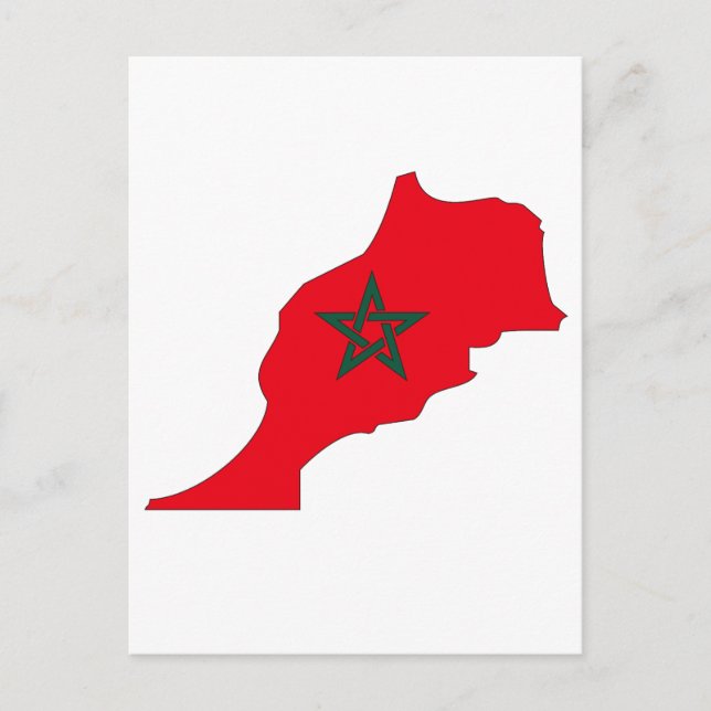 Postal Mapa de bandera de Marruecos (Anverso)