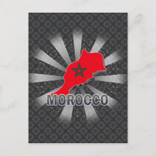 Postal Mapa de bandera de Marruecos 2.0
