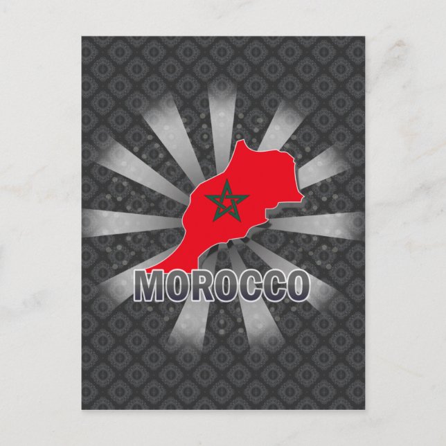 Postal Mapa de bandera de Marruecos 2.0 (Anverso)