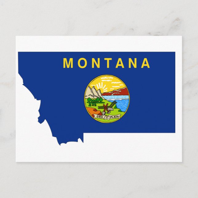 Postal Mapa de bandera de Montana (Anverso)