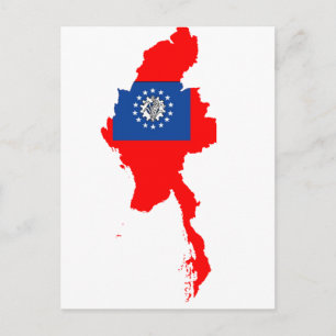 Postal Mapa de bandera de Myanmar
