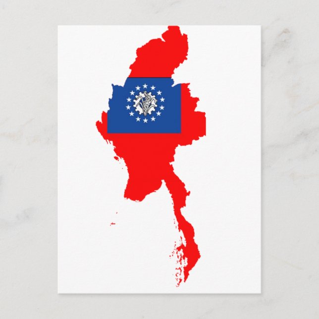 Postal Mapa de bandera de Myanmar (Anverso)