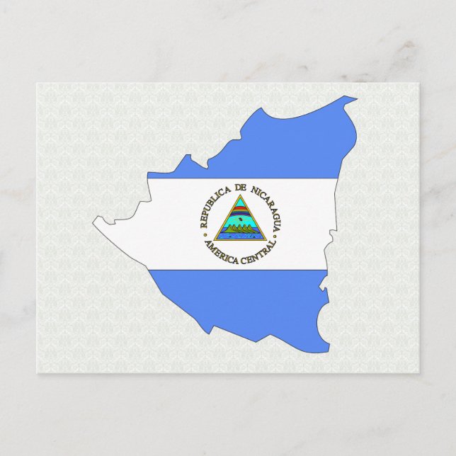 Postal Mapa de bandera de Nicaragua de tamaño completo (Anverso)