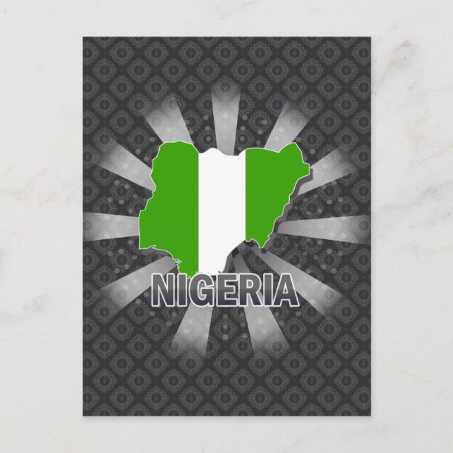 Postal Mapa de bandera de Nigeria 2.0 (Anverso)