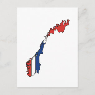 Postal Mapa de bandera de Noruega