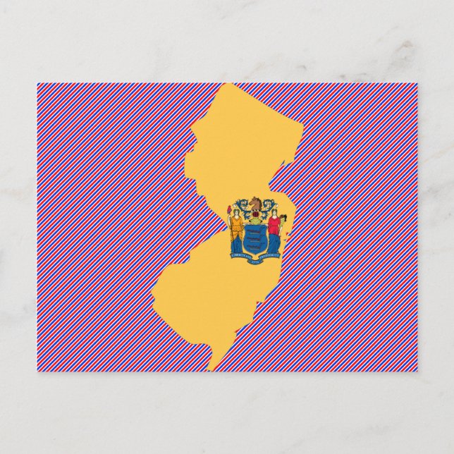 Postal Mapa de bandera de Nueva Jersey (Anverso)
