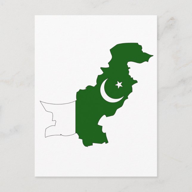 Postal Mapa de bandera de Pakistán (Anverso)